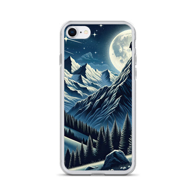 Steinbock in Alpennacht, silberne Berge und Sternenhimmel - iPhone Schutzhülle (durchsichtig) berge xxx yyy zzz iPhone 7 8