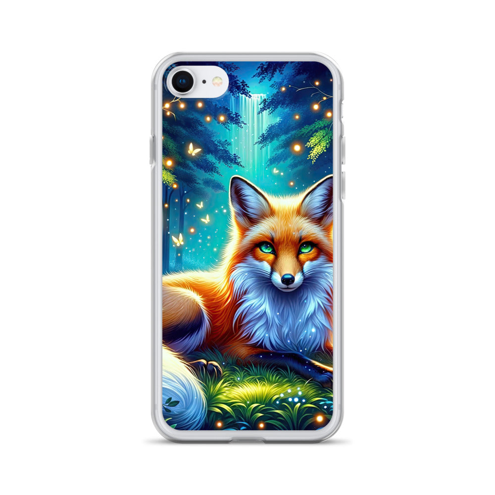 Funkelnder Nachtfuchs auf Waldlichtung mit Feuerwerk - iPhone Schutzhülle (durchsichtig) camping xxx yyy zzz iPhone 7 8
