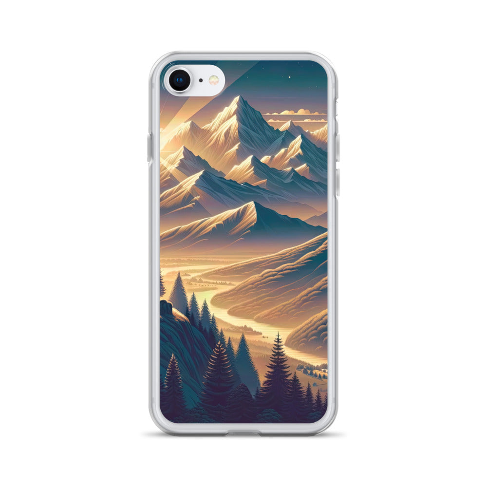 Alpen-Morgendämmerung, erste Sonnenstrahlen auf Schneegipfeln - iPhone Schutzhülle (durchsichtig) berge xxx yyy zzz iPhone 7 8