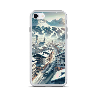 Winter in Kitzbühel: Digitale Malerei von schneebedeckten Dächern - iPhone Schutzhülle (durchsichtig) berge xxx yyy zzz iPhone 7/8