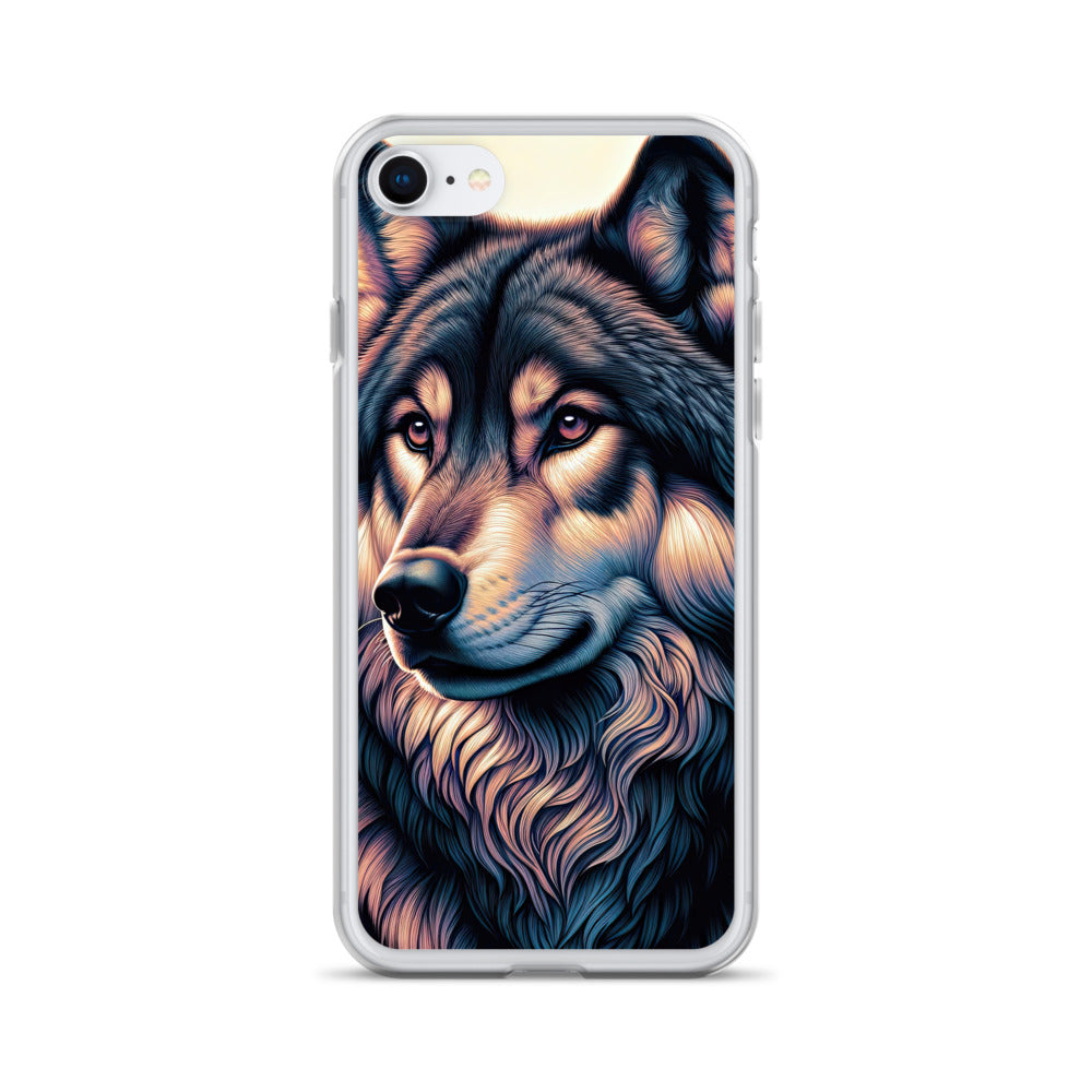 Majestätischer, glänzender Wolf in leuchtender Illustration (AN) - iPhone Schutzhülle (durchsichtig) xxx yyy zzz iPhone 7 8