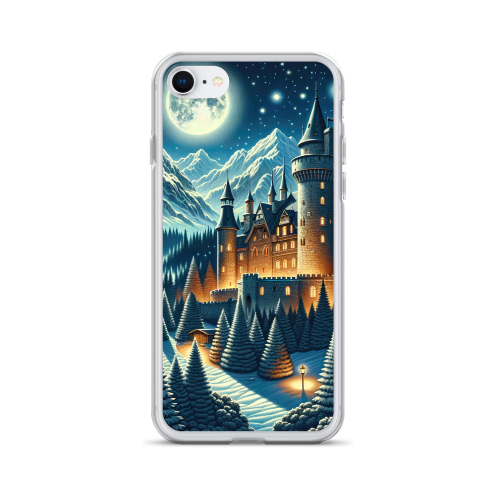 Mondhelle Schlossnacht in den Alpen, sternenklarer Himmel - iPhone Schutzhülle (durchsichtig) berge xxx yyy zzz iPhone 7 8