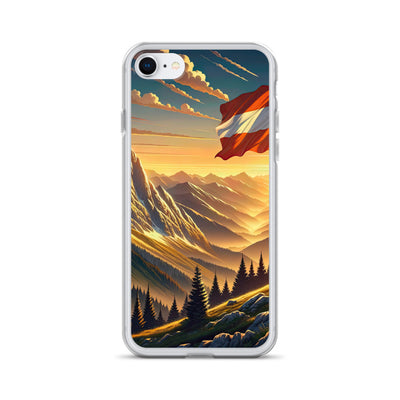 Ruhiger Alpenabend mit österreichischer Flagge und goldenem Sonnenuntergang - iPhone Schutzhülle (durchsichtig) berge xxx yyy zzz iPhone 7/8