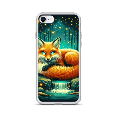 Bezaubernder Fuchs auf erleuchteter mystischer Waldlichtung - iPhone Schutzhülle (durchsichtig) camping xxx yyy zzz iPhone 7/8