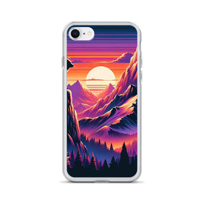 Alpen-Sonnenuntergang mit Bär auf Hügel, warmes Himmelsfarbenspiel - iPhone Schutzhülle (durchsichtig) camping xxx yyy zzz iPhone 7/8