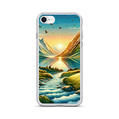 Zelt im Alpenmorgen mit goldenem Licht, Schneebergen und unberührten Seen - iPhone Schutzhülle (durchsichtig) berge xxx yyy zzz iPhone 7/8
