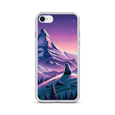 Bezaubernder Alpenabend mit Bär, lavendel-rosafarbener Himmel (AN) - iPhone Schutzhülle (durchsichtig) xxx yyy zzz iPhone 7 8