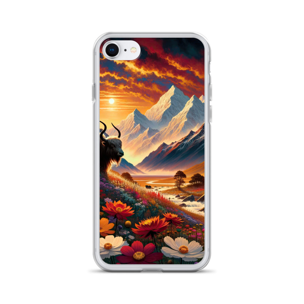 Magischer Alpenabend mit Hochlandkuh und goldener Sonnenkulisse - iPhone Schutzhülle (durchsichtig) berge xxx yyy zzz iPhone 7/8
