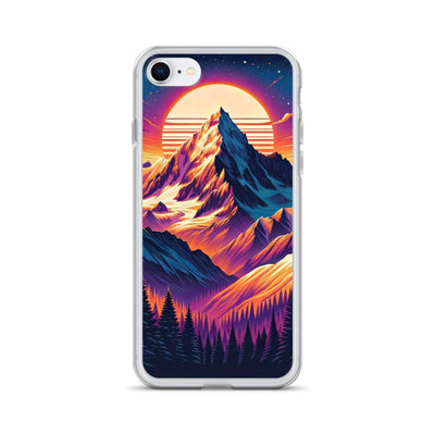Lebendiger Alpen-Sonnenuntergang, schneebedeckte Gipfel in warmen Tönen - iPhone Schutzhülle (durchsichtig) berge xxx yyy zzz iPhone 7/8