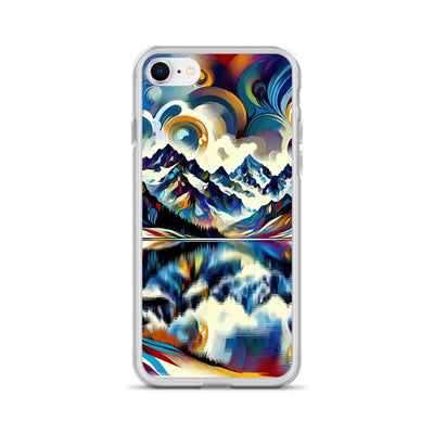 Alpensee im Zentrum eines abstrakt-expressionistischen Alpen-Kunstwerks - iPhone Schutzhülle (durchsichtig) berge xxx yyy zzz iPhone 7/8