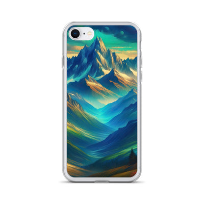 Atemberaubende alpine Komposition mit majestätischen Gipfeln und Tälern - iPhone Schutzhülle (durchsichtig) berge xxx yyy zzz iPhone 7/8