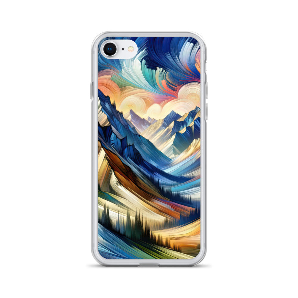 Alpen in abstrakter Expressionismus-Manier, wilde Pinselstriche - iPhone Schutzhülle (durchsichtig) berge xxx yyy zzz iPhone 7 8