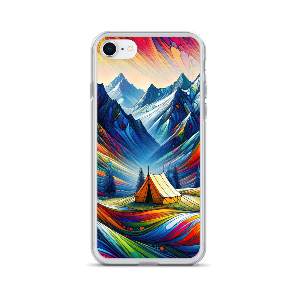 Surreale Alpen in abstrakten Farben, dynamische Formen der Landschaft - iPhone Schutzhülle (durchsichtig) camping xxx yyy zzz iPhone 7 8