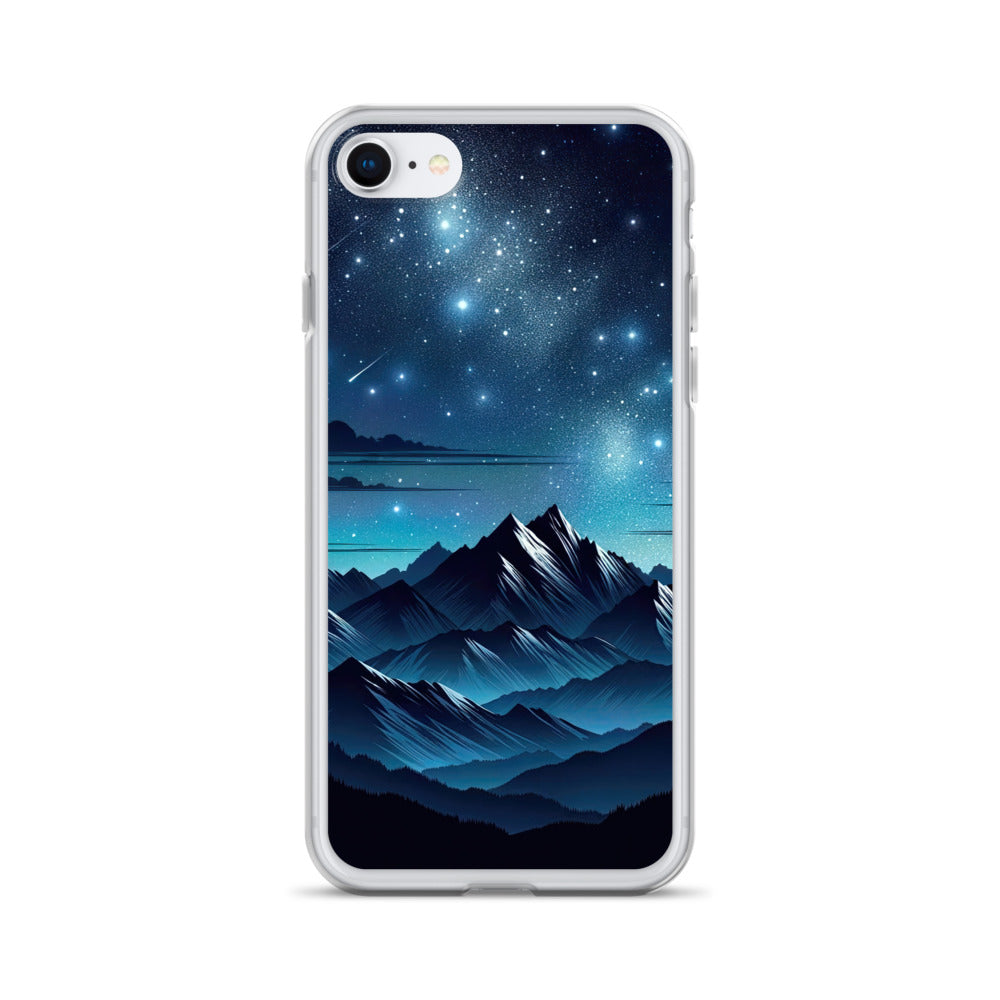 Alpen unter Sternenhimmel mit glitzernden Sternen und Meteoren - iPhone Schutzhülle (durchsichtig) berge xxx yyy zzz iPhone 7 8
