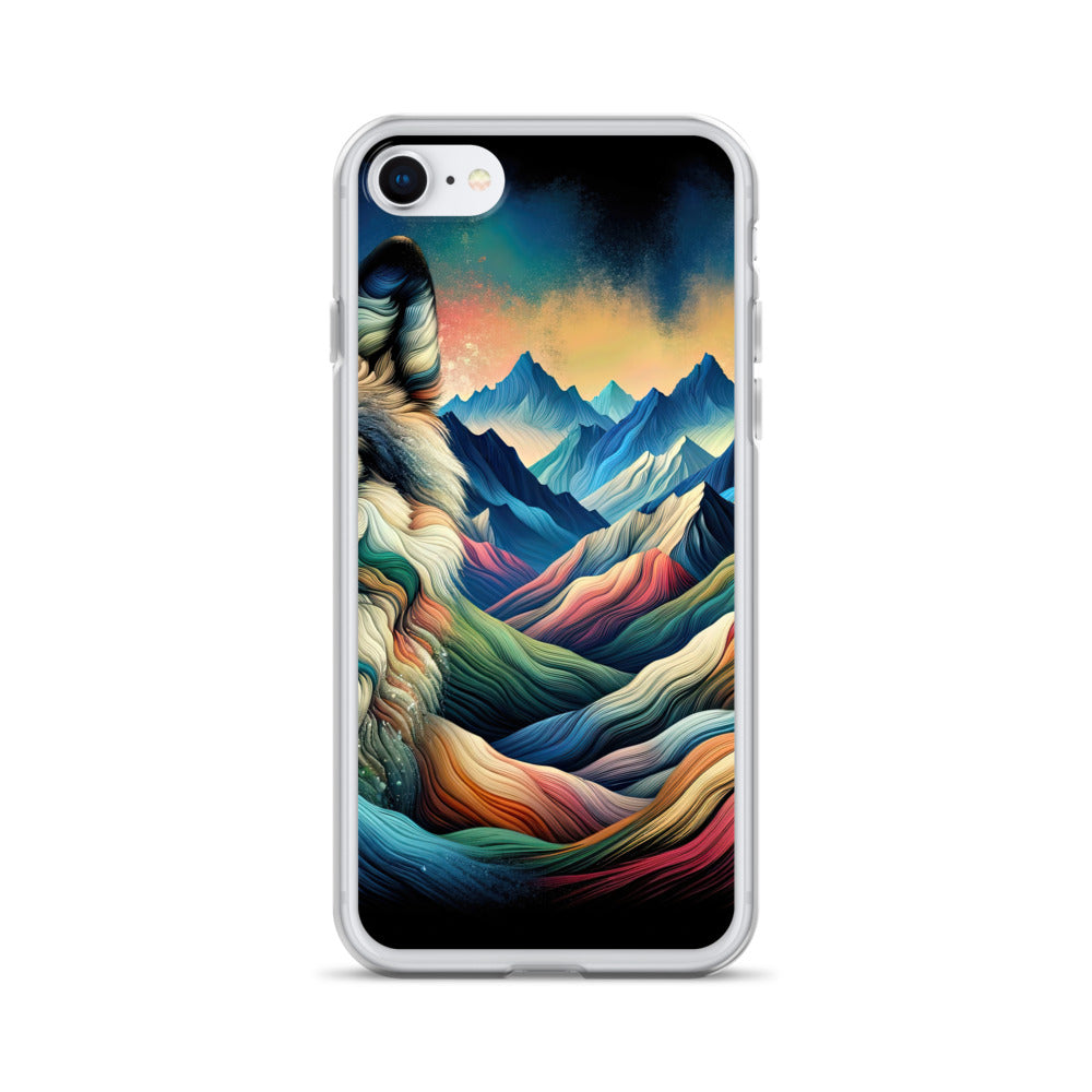 Traumhaftes Alpenpanorama mit Wolf in wechselnden Farben und Mustern (AN) - iPhone Schutzhülle (durchsichtig) xxx yyy zzz iPhone 7 8