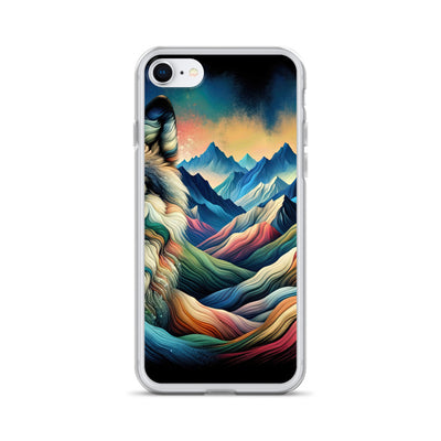 Traumhaftes Alpenpanorama mit Wolf in wechselnden Farben und Mustern (AN) - iPhone Schutzhülle (durchsichtig) xxx yyy zzz iPhone 7/8