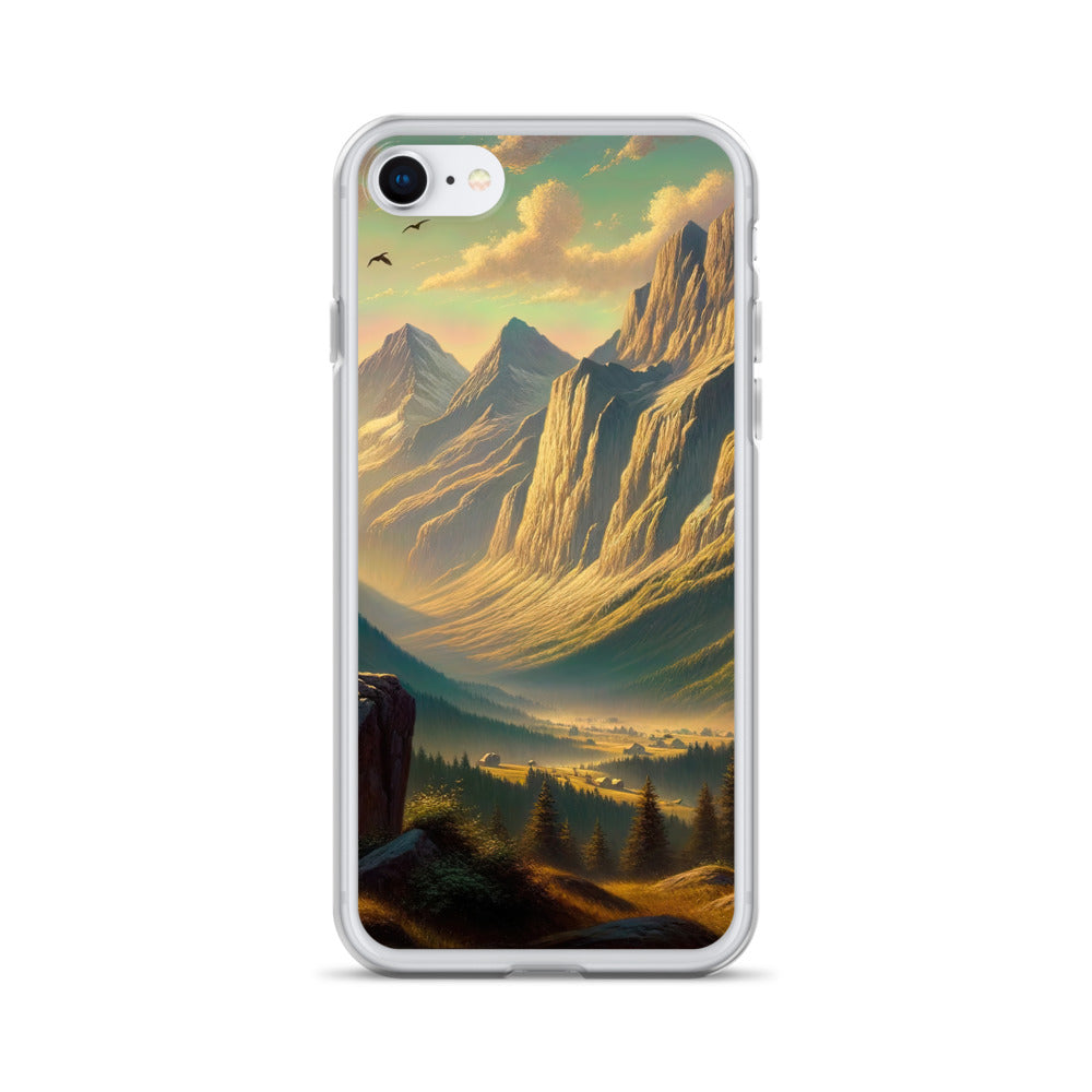 Ölgemälde eines Schweizer Wanderers in den Alpen bei goldenem Sonnenlicht - iPhone Schutzhülle (durchsichtig) wandern xxx yyy zzz iPhone 7 8