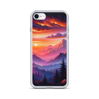 Ölgemälde der Alpenlandschaft im ätherischen Sonnenuntergang, himmlische Farbtöne - iPhone Schutzhülle (durchsichtig) berge xxx yyy zzz iPhone 7/8