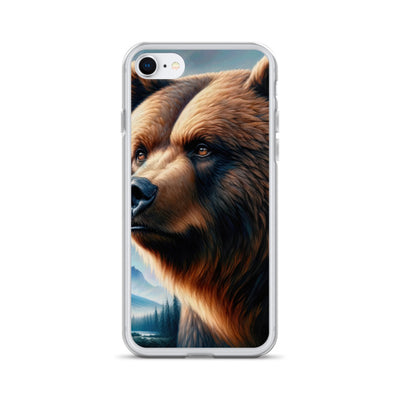 Ölgemälde, das das Gesicht eines starken realistischen Bären einfängt. Porträt - iPhone Schutzhülle (durchsichtig) camping xxx yyy zzz iPhone 7/8