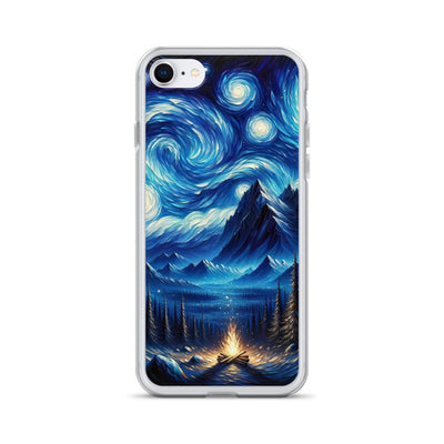 Sternennacht-Stil Ölgemälde der Alpen, himmlische Wirbelmuster - iPhone Schutzhülle (durchsichtig) berge xxx yyy zzz iPhone 7/8