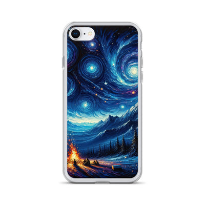 Sternennacht über den Alpen inspiriertes Ölgemälde, mystischer Nachthimmel in Blau - iPhone Schutzhülle (durchsichtig) camping xxx yyy zzz iPhone 7/8
