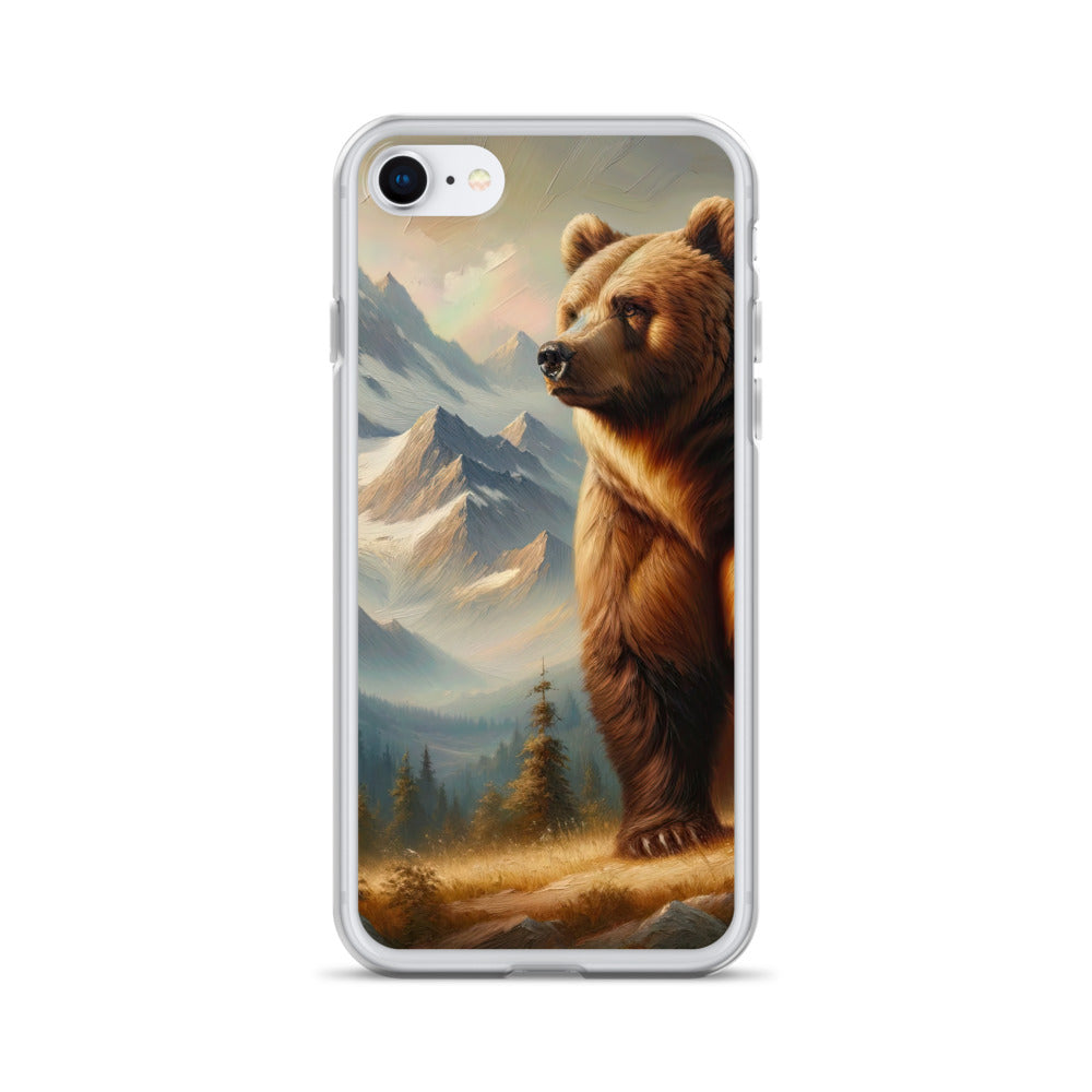 Ölgemälde eines königlichen Bären vor der majestätischen Alpenkulisse - iPhone Schutzhülle (durchsichtig) camping xxx yyy zzz iPhone 7 8