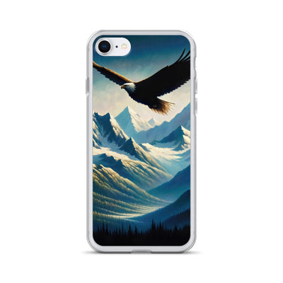Ölgemälde eines Adlers vor schneebedeckten Bergsilhouetten - iPhone Schutzhülle (durchsichtig) berge xxx yyy zzz iPhone 7 8