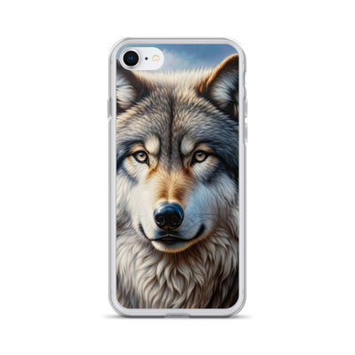Porträt-Ölgemälde eines prächtigen Wolfes mit faszinierenden Augen (AN) - iPhone Schutzhülle (durchsichtig) xxx yyy zzz iPhone 7/8