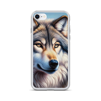Ölgemäldeporträt eines majestätischen Wolfes mit intensiven Augen in der Berglandschaft (AN) - iPhone Schutzhülle (durchsichtig) xxx yyy zzz iPhone 7/8