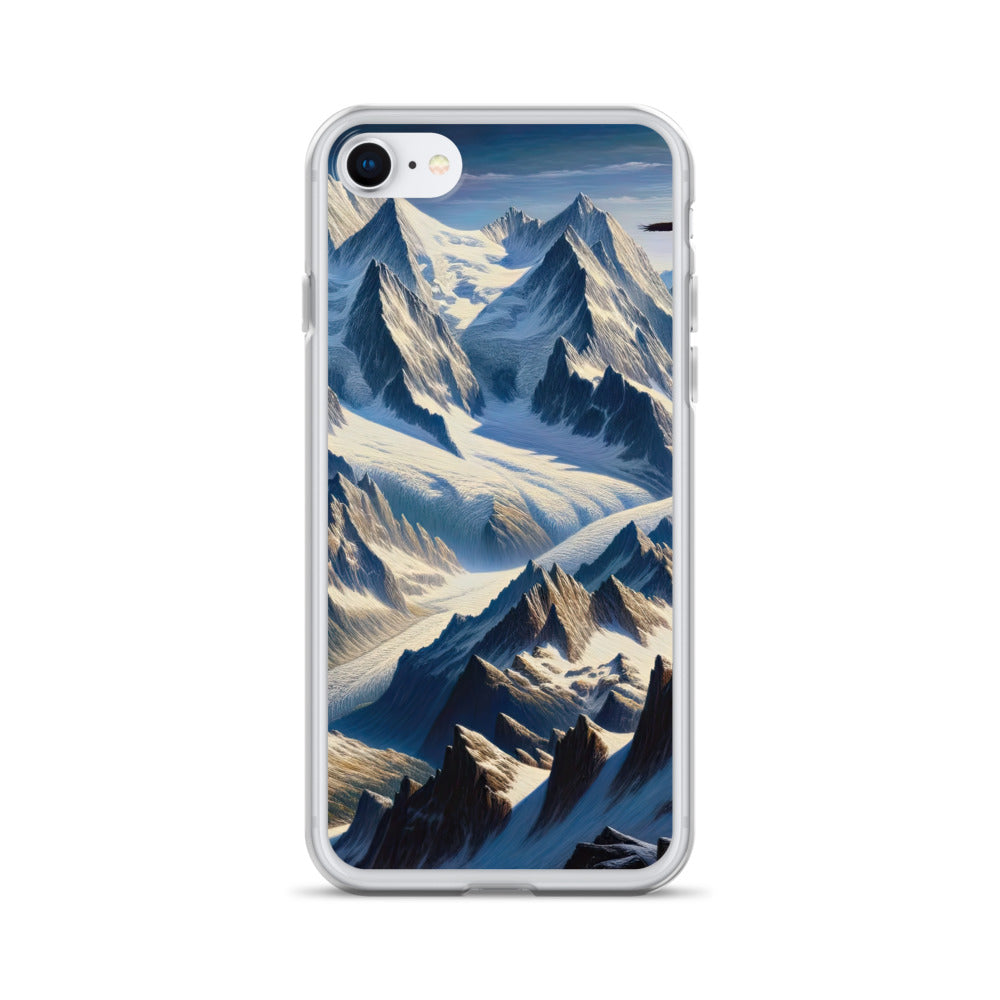 Ölgemälde der Alpen mit hervorgehobenen zerklüfteten Geländen im Licht und Schatten - iPhone Schutzhülle (durchsichtig) berge xxx yyy zzz iPhone 7 8