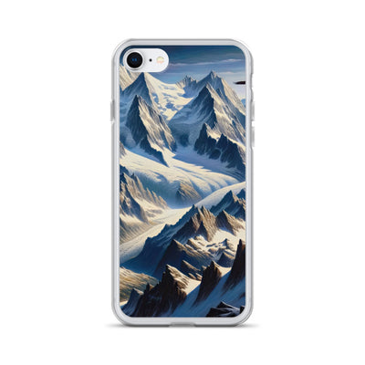 Ölgemälde der Alpen mit hervorgehobenen zerklüfteten Geländen im Licht und Schatten - iPhone Schutzhülle (durchsichtig) berge xxx yyy zzz iPhone 7/8