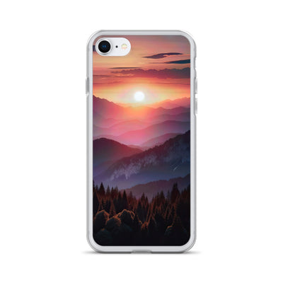 Foto der Alpenwildnis beim Sonnenuntergang, Himmel in warmen Orange-Tönen - iPhone Schutzhülle (durchsichtig) berge xxx yyy zzz iPhone 7/8