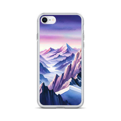 Aquarell eines Bergsteigers auf einem Alpengipfel in der Abenddämmerung - iPhone Schutzhülle (durchsichtig) wandern xxx yyy zzz iPhone 7/8