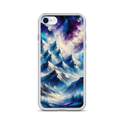 Alpenabstraktion mit dramatischem Himmel in Öl - iPhone Schutzhülle (durchsichtig) berge xxx yyy zzz iPhone 7/8