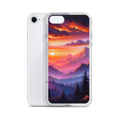 Ölgemälde der Alpenlandschaft im ätherischen Sonnenuntergang, himmlische Farbtöne - iPhone Schutzhülle (durchsichtig) berge xxx yyy zzz