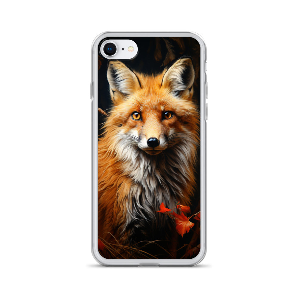 Fuchs Porträt und Herbstblätter - Malerei - iPhone Schutzhülle (durchsichtig) camping xxx iPhone SE