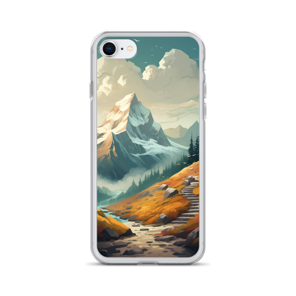 Berge, Wald und Wanderweg - Malerei - iPhone Schutzhülle (durchsichtig) berge xxx iPhone SE