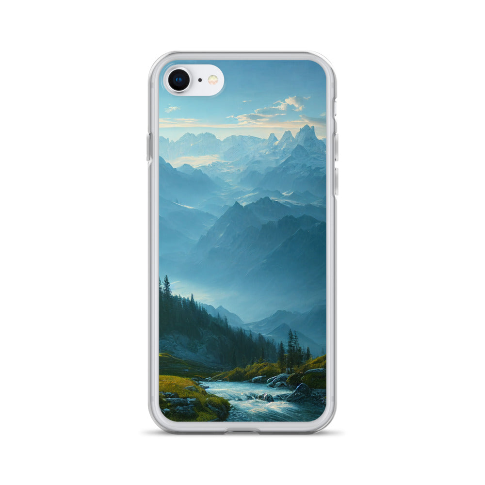 Gebirge, Wald und Bach - iPhone Schutzhülle (durchsichtig) berge xxx iPhone SE