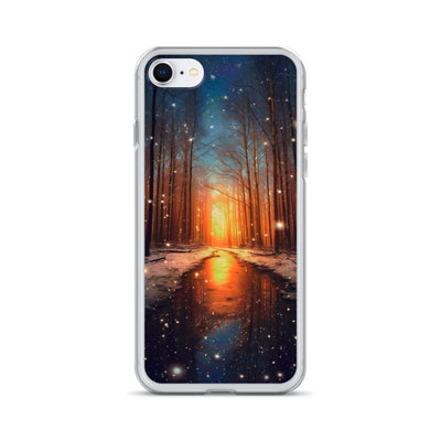Bäume im Winter, Schnee, Sonnenaufgang und Fluss - iPhone Schutzhülle (durchsichtig) camping xxx iPhone SE