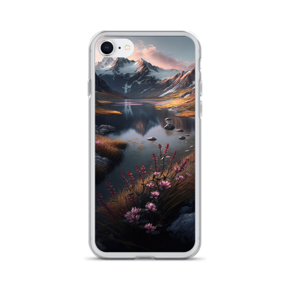Berge, Bergsee und Blumen - iPhone Schutzhülle (durchsichtig) berge xxx iPhone SE