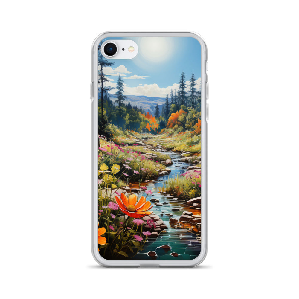 Berge, schöne Blumen und Bach im Wald - iPhone Schutzhülle (durchsichtig) berge xxx iPhone SE