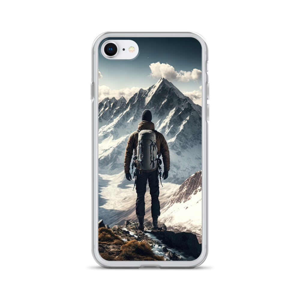 Wanderer auf Berg von hinten - Malerei - iPhone Schutzhülle (durchsichtig) berge xxx iPhone SE