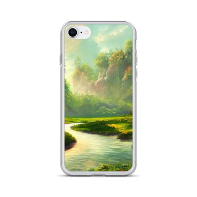 Bach im tropischen Wald - Landschaftsmalerei - iPhone Schutzhülle (durchsichtig) camping xxx iPhone SE