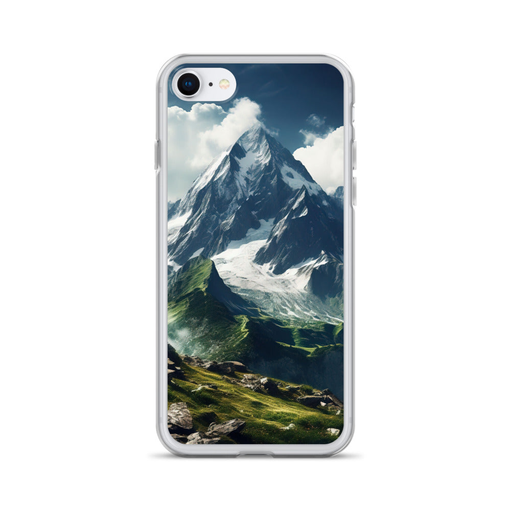 Gigantischer Berg - Landschaftsmalerei - iPhone Schutzhülle (durchsichtig) berge xxx iPhone SE