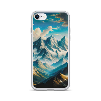 Ein Gemälde von Bergen, das eine epische Atmosphäre ausstrahlt. Kunst der Frührenaissance - iPhone Schutzhülle (durchsichtig) berge xxx yyy zzz iPhone SE
