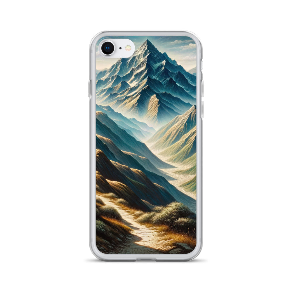 Berglandschaft: Acrylgemälde mit hervorgehobenem Pfad - iPhone Schutzhülle (durchsichtig) berge xxx yyy zzz iPhone SE