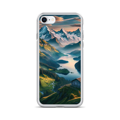 Schweizer Flagge, Alpenidylle: Dämmerlicht, epische Berge und stille Gewässer - iPhone Schutzhülle (durchsichtig) berge xxx yyy zzz iPhone SE