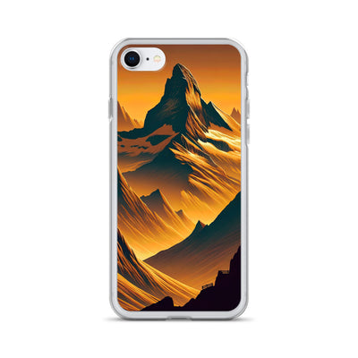 Fuchs in Alpen-Sonnenuntergang, goldene Berge und tiefe Täler - iPhone Schutzhülle (durchsichtig) camping xxx yyy zzz iPhone SE