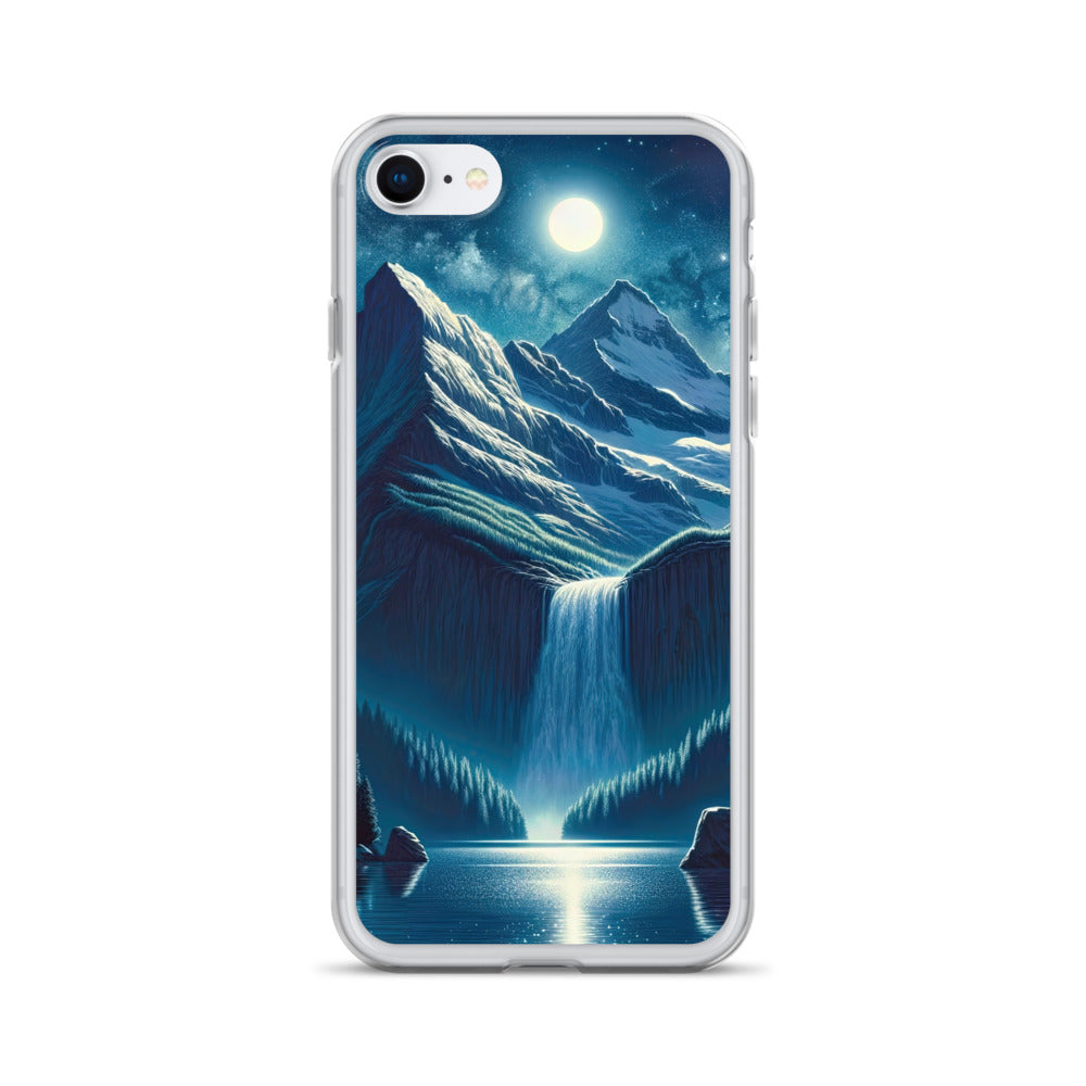 Legendäre Alpennacht, Mondlicht-Berge unter Sternenhimmel - iPhone Schutzhülle (durchsichtig) berge xxx yyy zzz iPhone SE