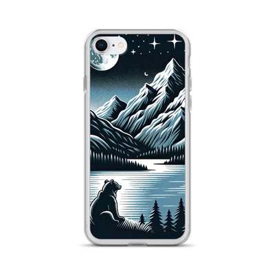 Bär in Alpen-Mondnacht, silberne Berge, schimmernde Seen - iPhone Schutzhülle (durchsichtig) camping xxx yyy zzz iPhone SE